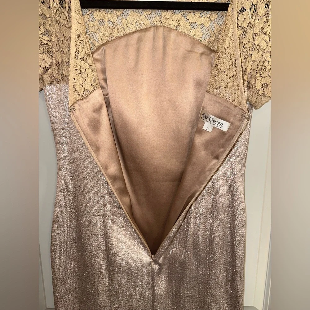 KAY UNGER MET JACQUARD COCKTAIL LACE EMBELLISHED DRESS // SIZE 2 - Picture 5 of 11